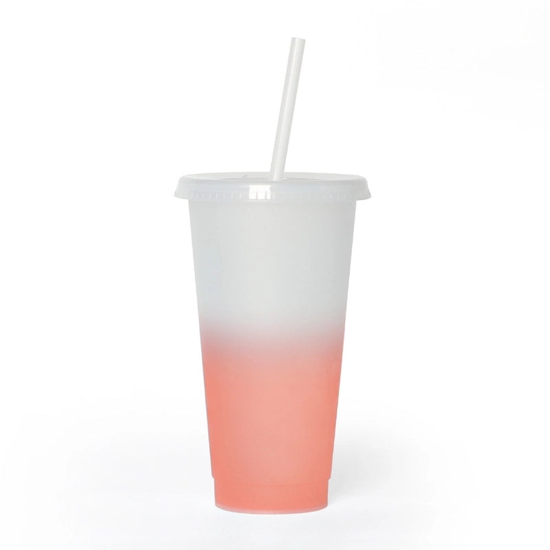 Temperature Sensitive Color Changing Plastic Straw Cup 710ml Reusable Drinkware|Drinkware & Cups