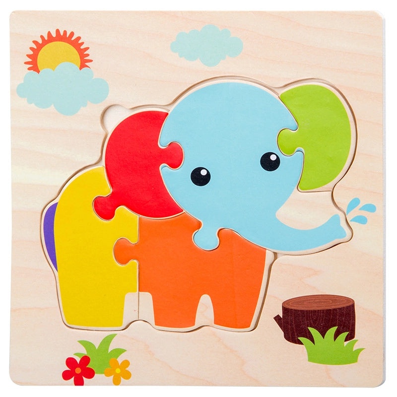 Wooden 3D Animal Puzzle for Kids Early Learning Handheld Board Cartoon Educational Toy | Educational Toys & Games