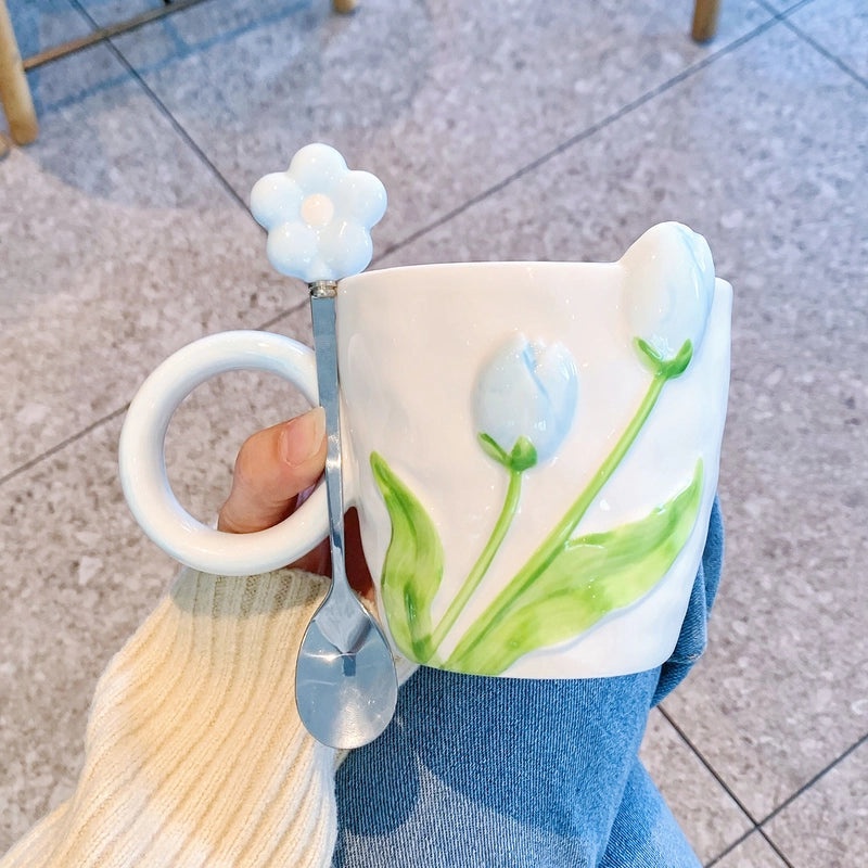 Elegant Tulip Ceramic Mug High-Quality Tea Cup Office Water Cup Perfect Gift for Events|Home & Kitchen > Drinkware > Mugs