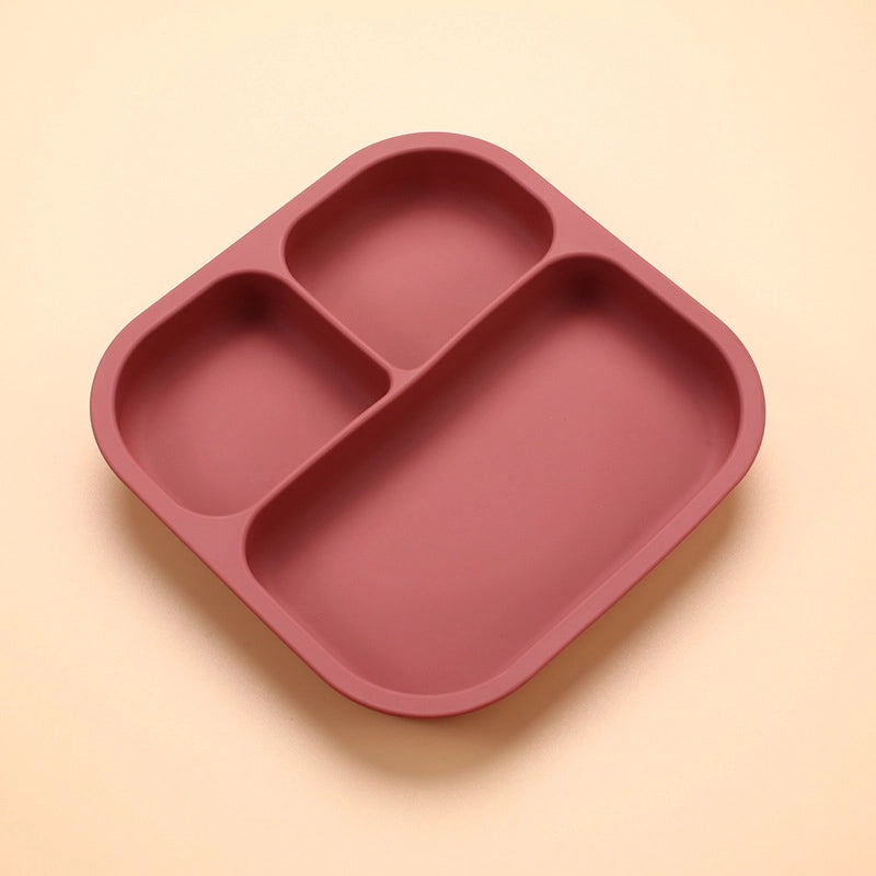 Kids Silicone Suction Plate Food Grade Dishwasher Safe Thickened Square Baby Tableware|Baby Feeding Accessories