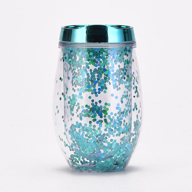 U-Shaped Eggshell Double Sequin Water Thermos Cup | Drinkware & Tumblers