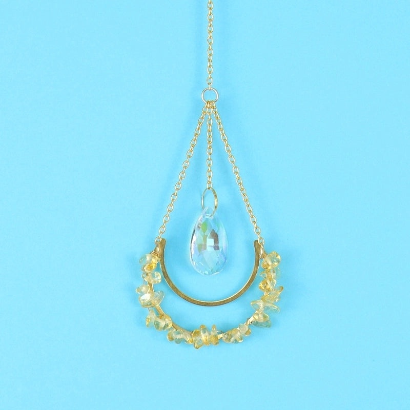 Elegant Water Droplet Copper Pendant with Artificial Crystals | Jewelry & Accessories