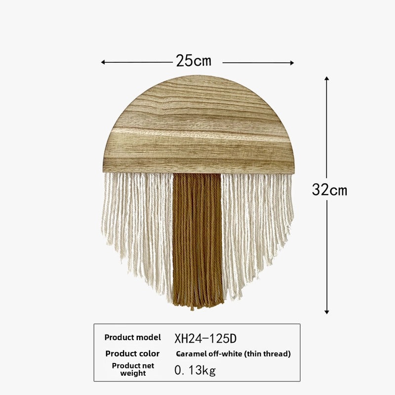 Bohemian Cotton Tassel Wall Hanging Handmade Nordic Tapestry Semicircle Solid Wood Decoration|Home Decor
