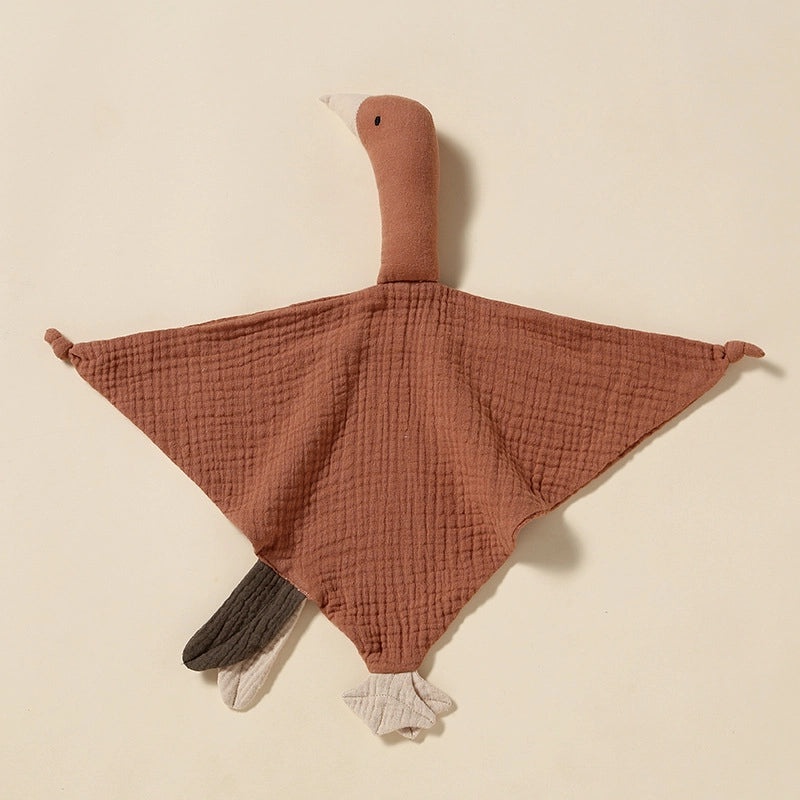 Wrinkled Cotton Gauze Baby Towel with Little Swan Hand Puppet | Baby Bedding & Bath Accessories