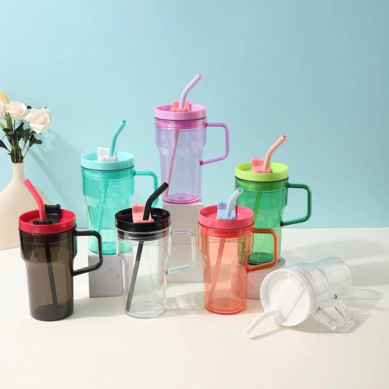 Portable Large Capacity Travel Water Cup with Handle and Straw | Drinkware
