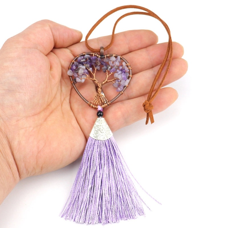 Ethnic Tree of Life Heart Agate Pendant Necklace | Jewelry & Accessories