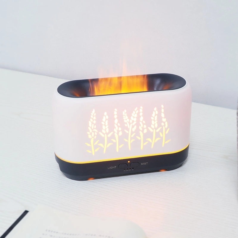 Wood Grain Wheat Ear WiFi Flame Humidifier Essential Oil Diffuser Aromatherapy Device|Home & Living Humidifiers