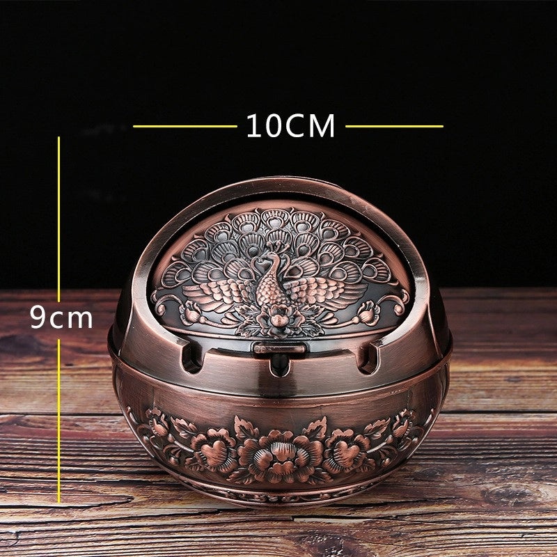 Vintage Elephant Peacock Rose Metal Ashtray Decorative Ornament|Home Decor & Accessories