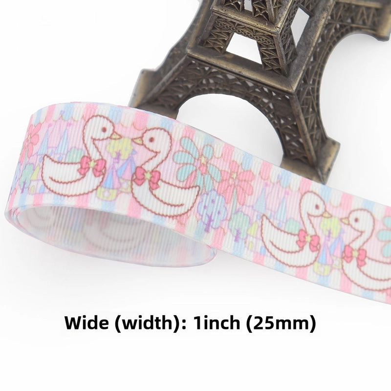 Cartoon Soft Color Thermal Transfer Printed Ribbed Ribbon DIY Handmade Bow Hair Accessory Gift Packaging|Hair Accessories