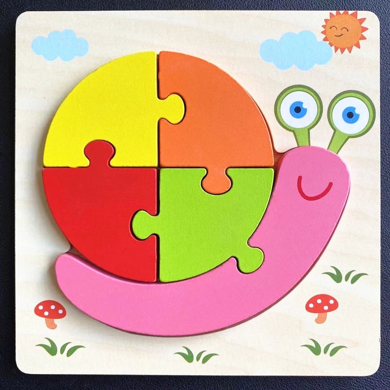Wooden 3D Animal Puzzle for Kids Early Learning Handheld Board Cartoon Educational Toy | Educational Toys & Games