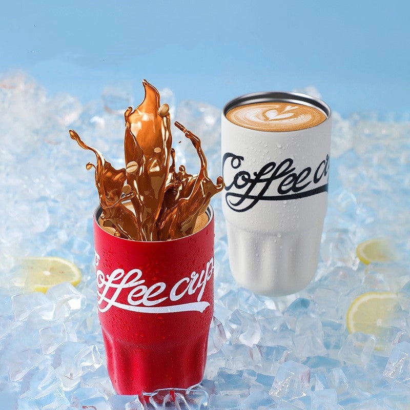 Casual Stainless Steel 316 Thermos Cup with Letter Design, Durable & Stylish | Drinkware & Thermos Mugs