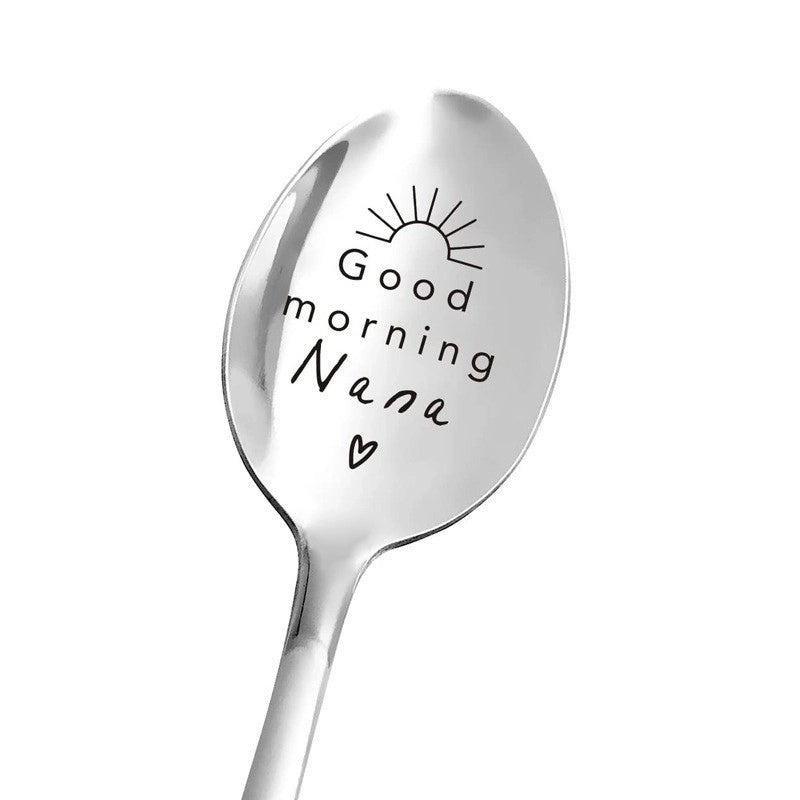 Trendy Engraved Stainless Steel Spoon|Kitchen Utensils & Dining Accessories
