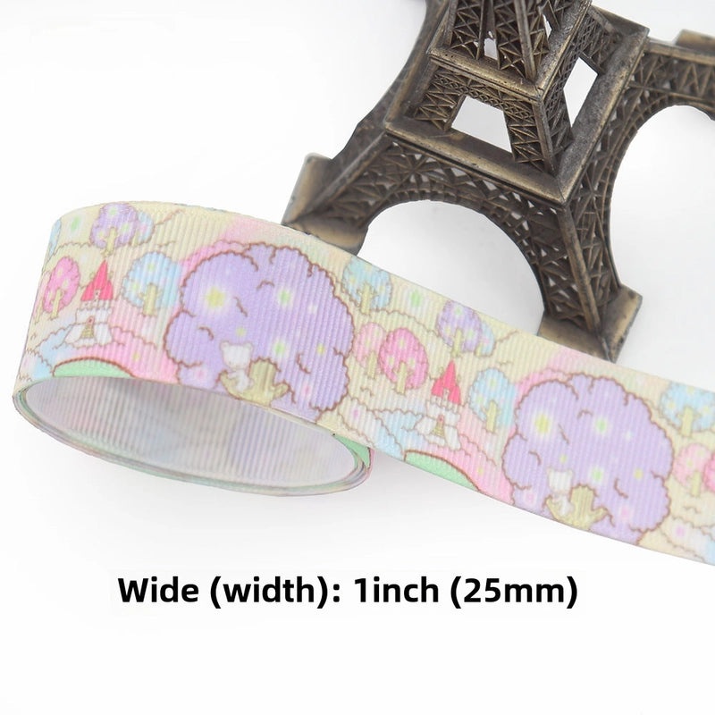 Cartoon Soft Color Thermal Transfer Printed Ribbed Ribbon DIY Handmade Bow Hair Accessory Gift Packaging|Hair Accessories