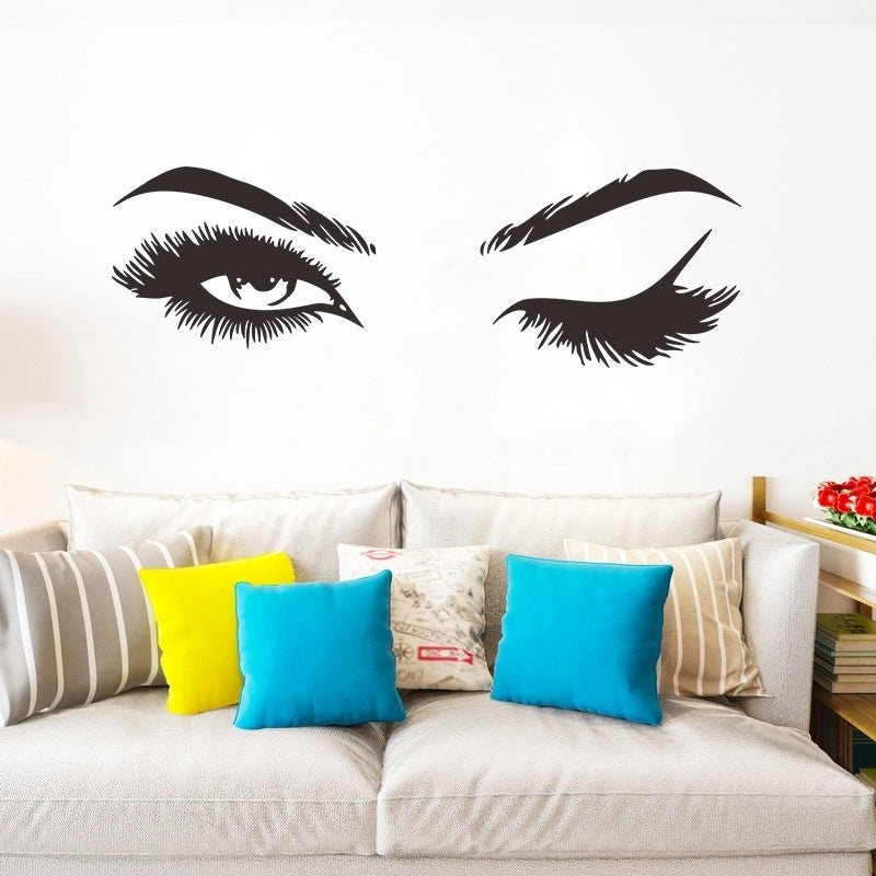 Sexy Beauty Wall Sticker Open and Closed Eyes Eyelash Vinyl Letters Fx2039|Home Decor Wall Decals