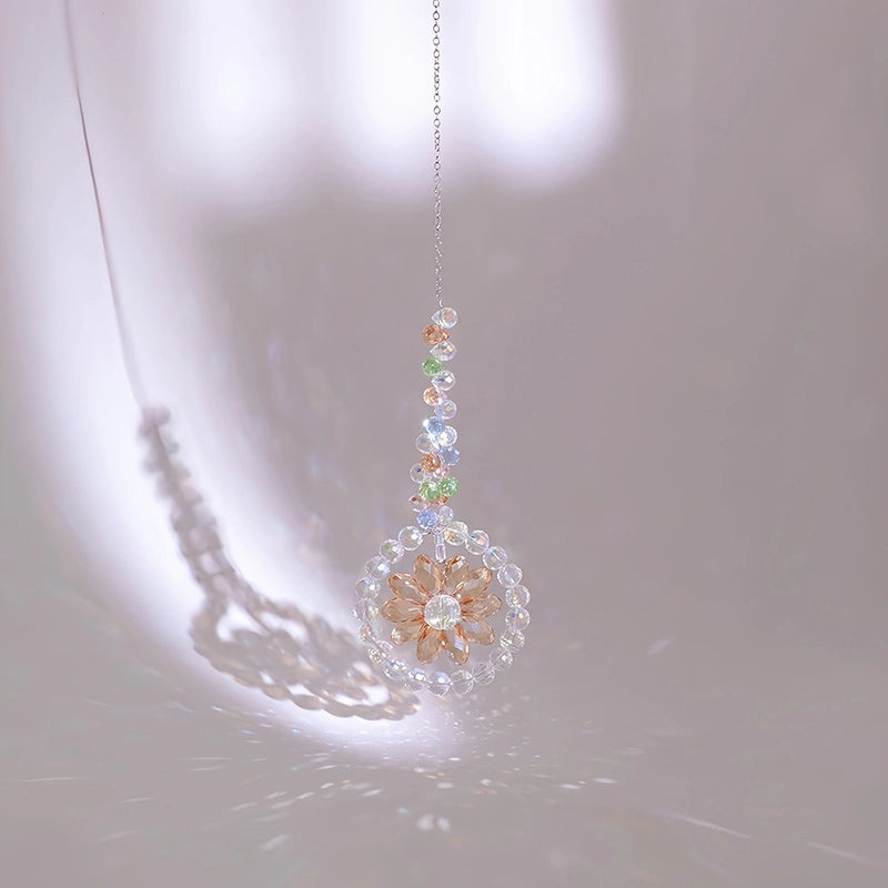 Minimalist Floral Crystal Glass Suncatcher Wind Chime Wall Decor | Home Decor Accessories