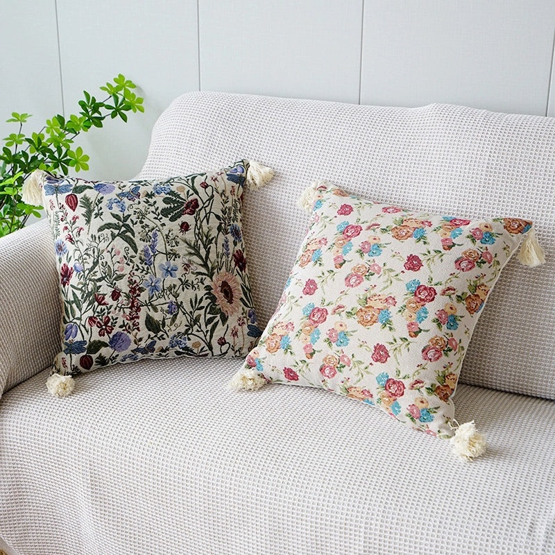 Minimalist Floral Canvas Throw Pillow Cover for Casual Home Decor | Home Textiles & Bedding