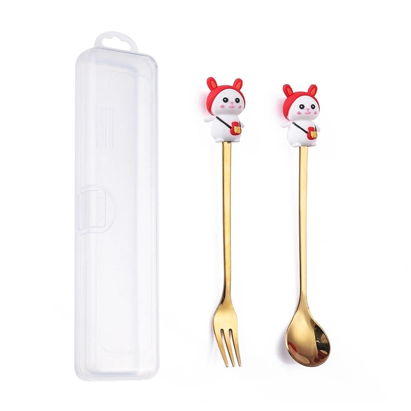 Festive Animal Santa Claus Stainless Steel Cutlery Set 2 Pieces|Kitchen & Dining Tableware