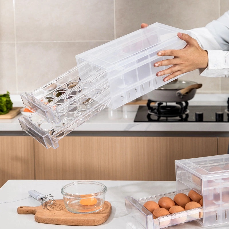 Refrigerator Egg Storage Container Stackable Double Layer Creative Kitchen Organizer|Kitchen Storage