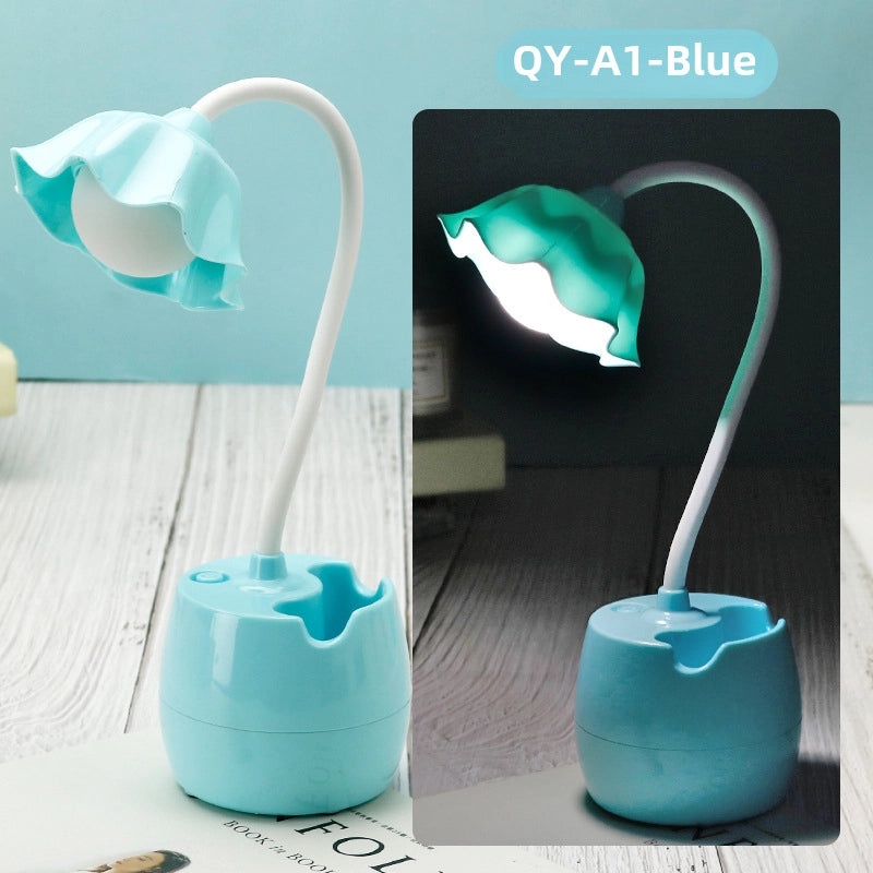 LED Eye Protection Desk Lamp with Pen Holder Small Student Reading Lamp for Bedroom Dormitory Desk|Desk Lamps & Lighting