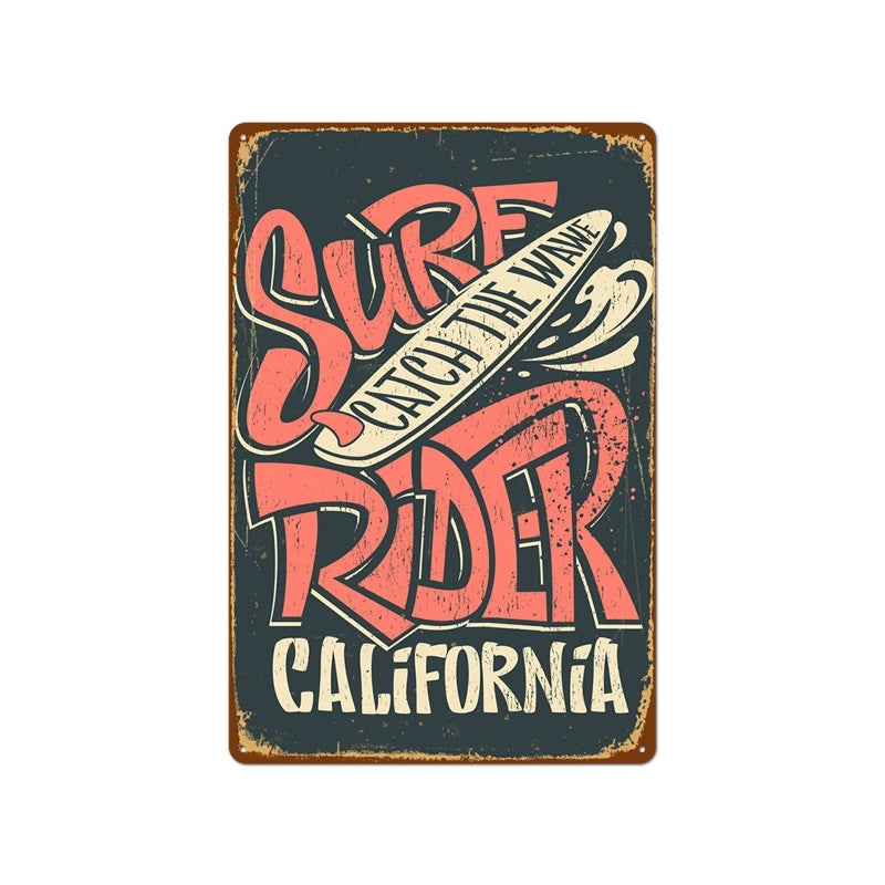 Beach Vintage Tin Sign Coffee Shop Wall Art Home Decor Frameless Hanging Painting|Home Decor