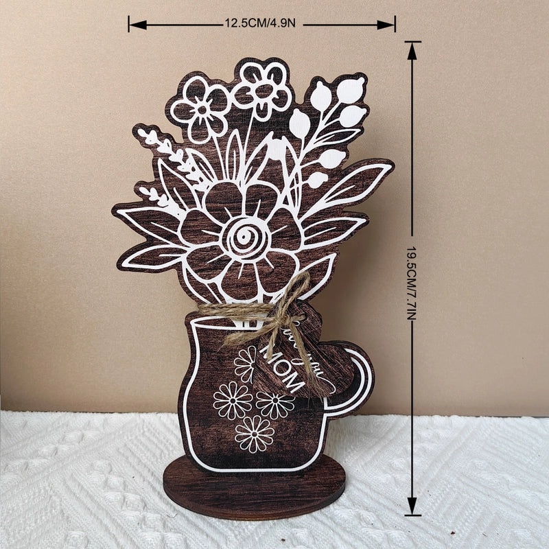 Mother's Day Elegant Floral Wooden Letter Ornament Casual Artificial Decoration | Home Decor Accessories