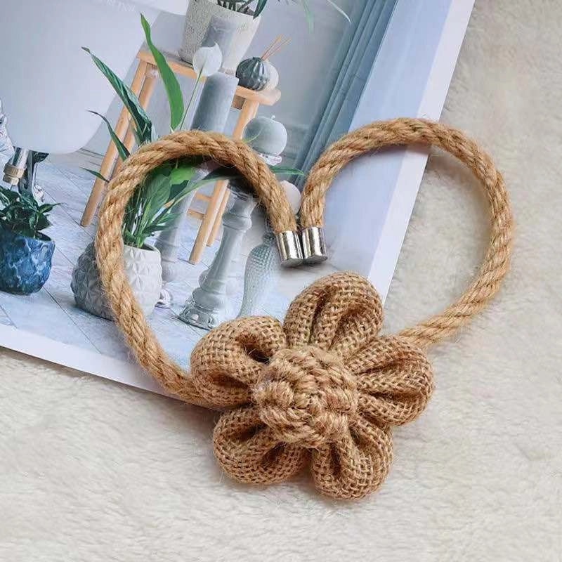 Modern Simple Hemp Rope Curtain Tiebacks with Magnetic Buckle | Home Decor Accessories