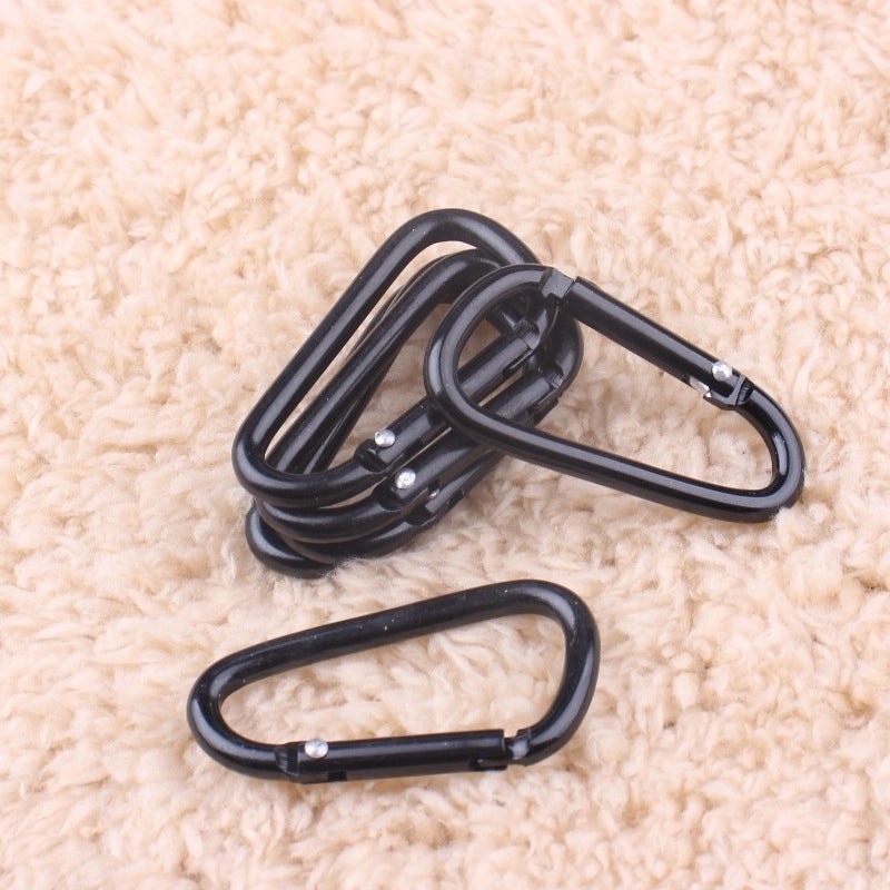 Thick Black D-shaped Carabiner with LED Light and Spring Hook for Outdoor Backpack Quick Hanging | Outdoor Gear