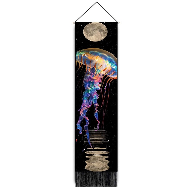 Nordic Moon Jellyfish Cotton Linen Wall Hanging Tapestry|Home Decor & Wall Art