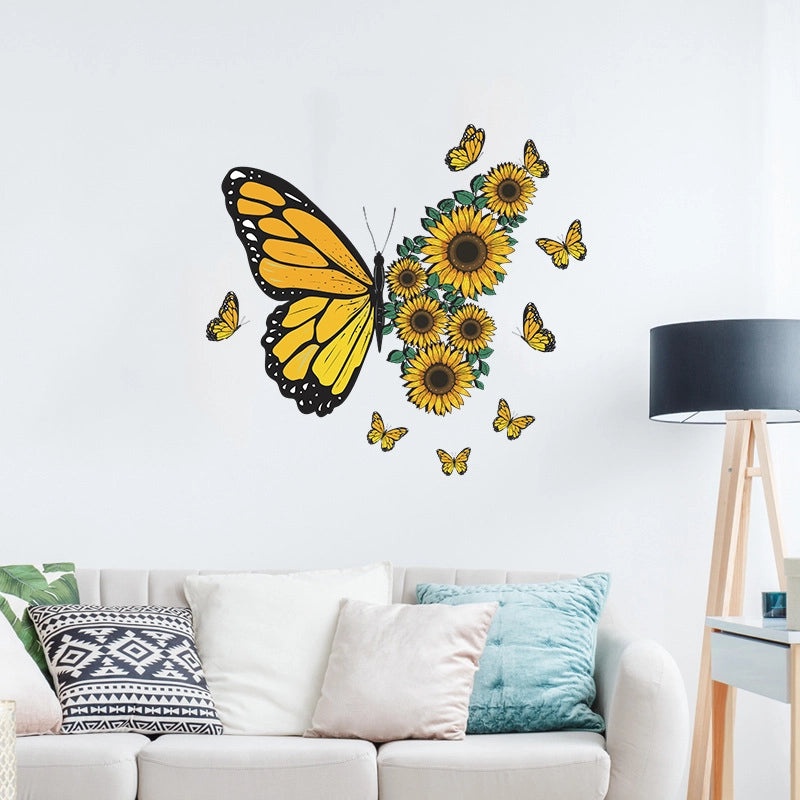 Sunflower and Butterfly PVC Wall Decal for Home Decor | Home & Living Wall Stickers