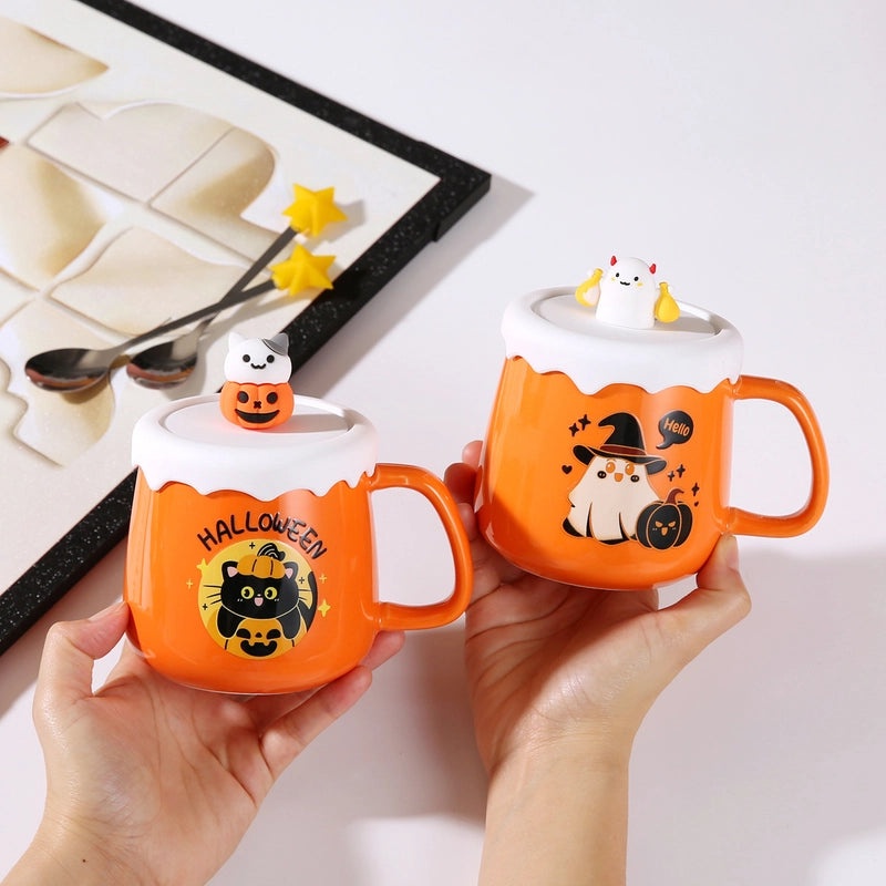 Creative Cute Ceramic Coffee Mug with Cartoon Ghost Design for Office and Home Halloween Gift|Home & Kitchen > Drinkware > Coffee Cups & Mugs
