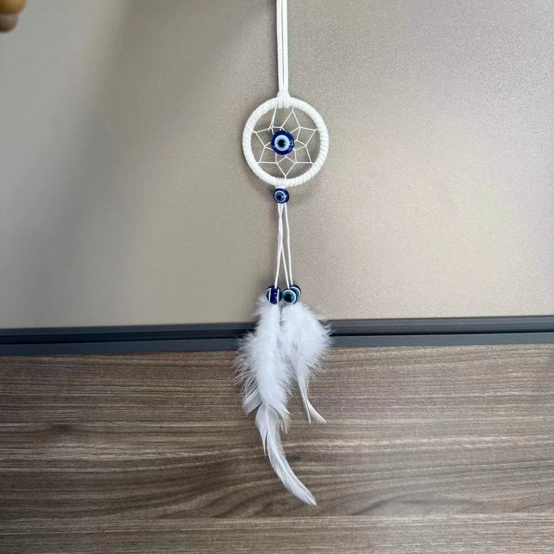 Bohemian Dream Catcher Keychain with Feather and Evil Eye Charm|Accessories & Keychains