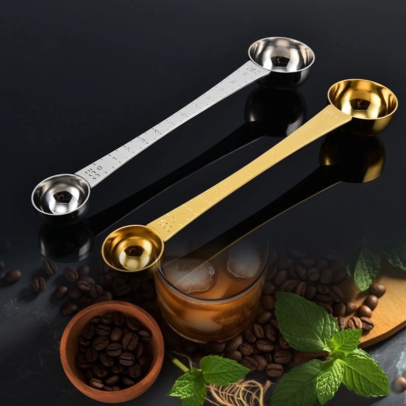 Double-headed Stainless Steel Coffee Bean & Milk Powder Measuring Spoon with Long Handle | Kitchen & Baking Tools