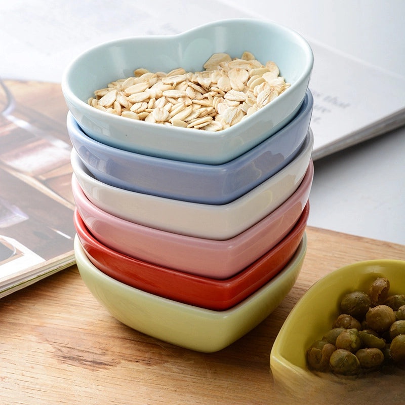 Japanese Heart-Shaped Ceramic Small Dipping Dish for Seasoning Dessert Snack | Kitchenware & Tableware