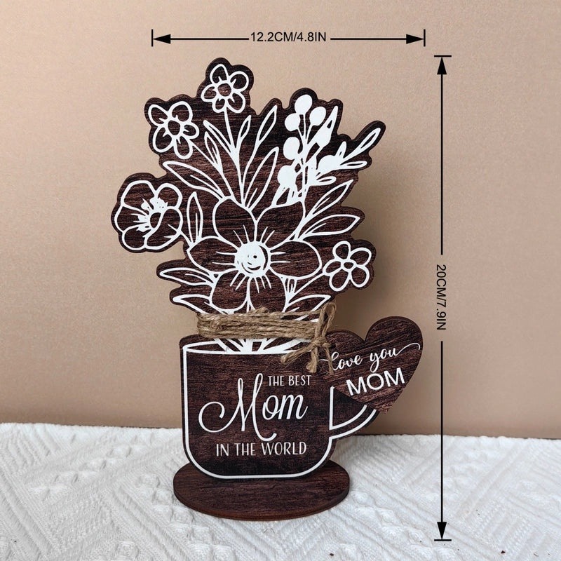 Mother's Day Elegant Floral Wooden Letter Ornament Casual Artificial Decoration | Home Decor Accessories