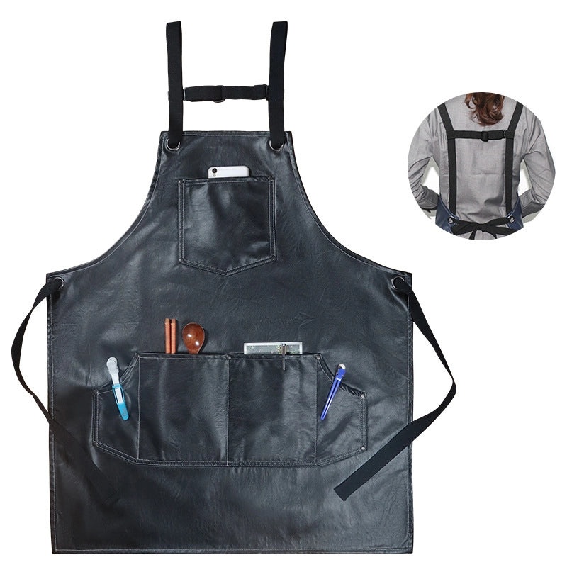 Waterproof PU Leather Apron Soft Oil-Resistant Hair Dyeing Cooking Workwear Household Use|Kitchen & Work Aprons