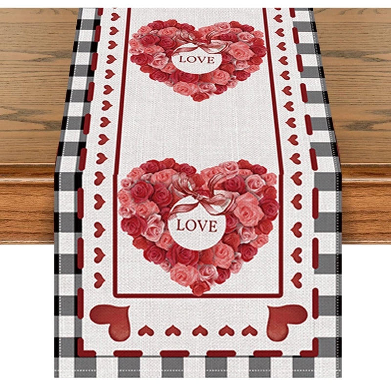 Valentine's Day Elegant Minimalist Heart Letter Polyester Tablecloth | Home Decor