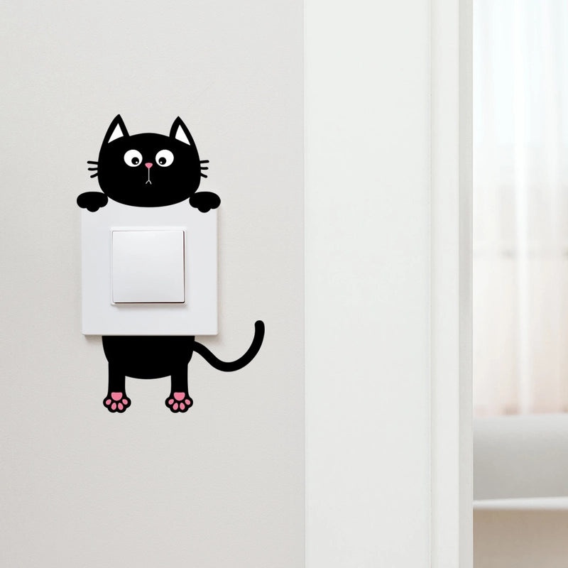 Adorable Cat PVC Wall Switch Sticker Decorative Wall Art|Home Decor Accessories