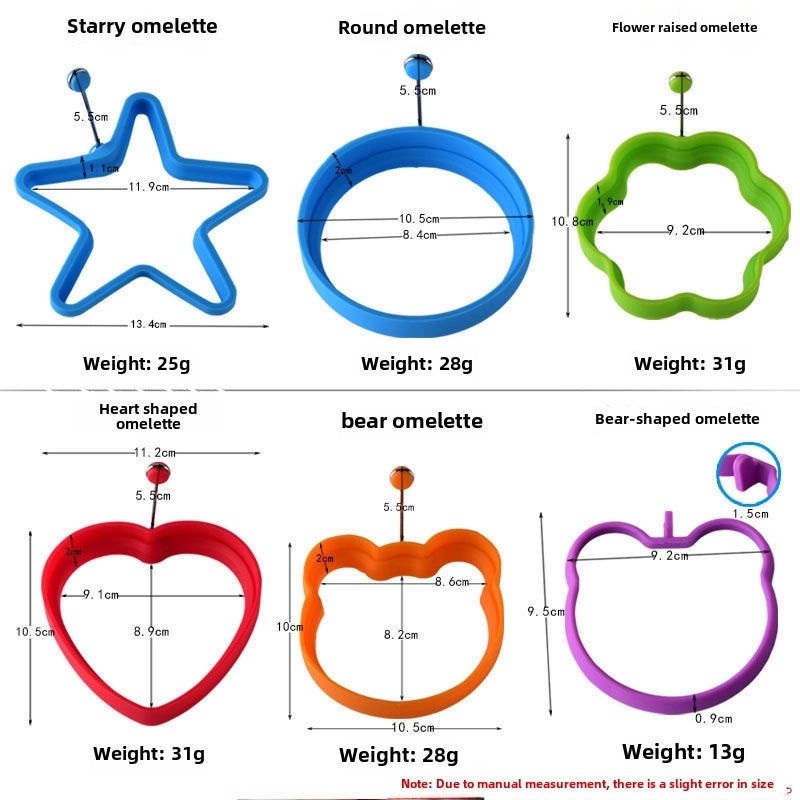 Five-star Heart Silicone Omelette Mold Round Pancake Ring Egg Cake Baking Tool|Kitchen Tools & Utensils