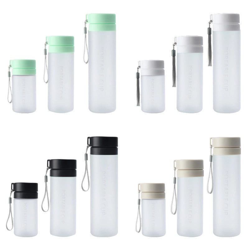 Large-capacity Outdoor Sports Water Bottle with Frosted Plastic Portable Rope Customizable Tea Drain Cup|运动水壶