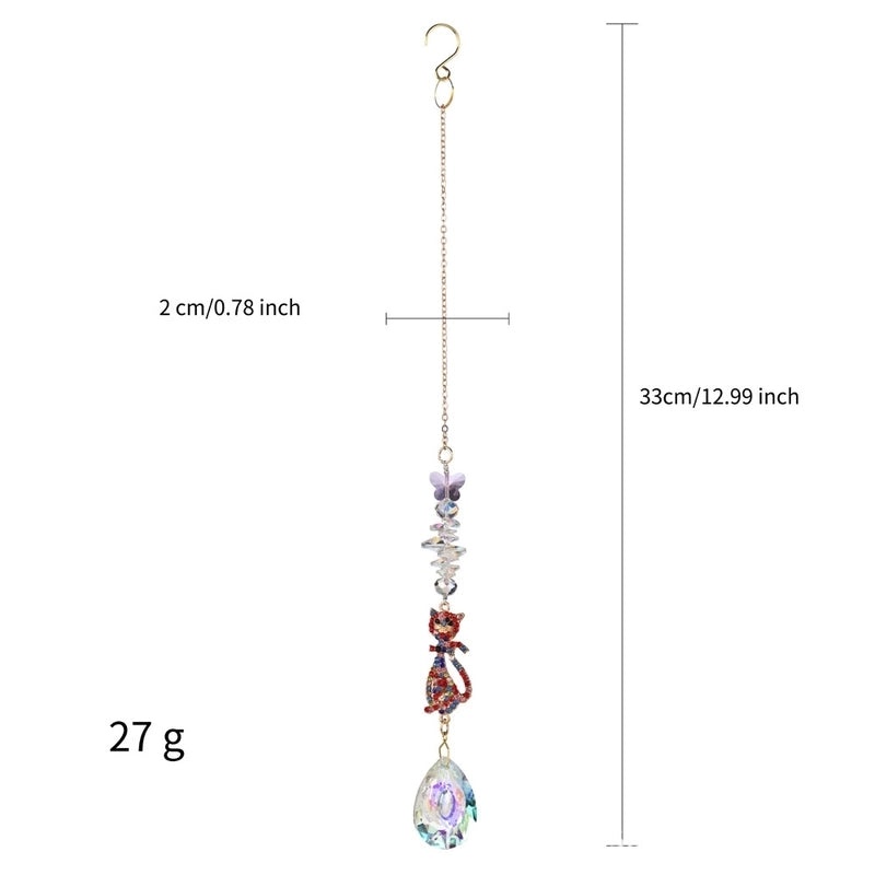 Retro Minimalist Cat Crystal Wind Chime Decorative Hanging Ornament|Home Decor Wind Chimes