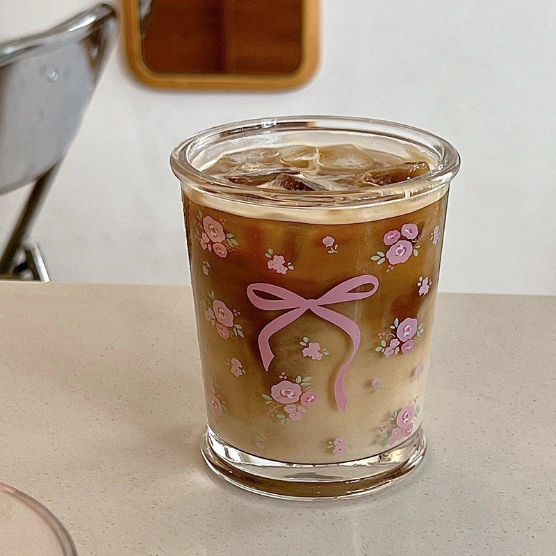 Bolimi French Rose Glass Cup with Bow Handle | Drinkware & Mugs