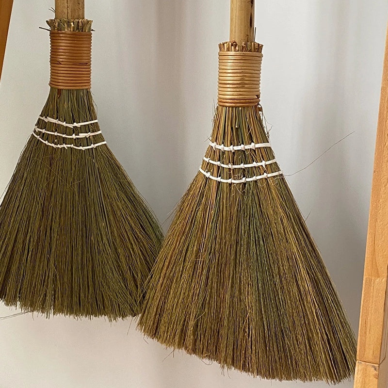 Natural Bamboo Long Handle Woven Broom for Living Room Cleaning Soft Household Dust Remover|Home Cleaning Tools