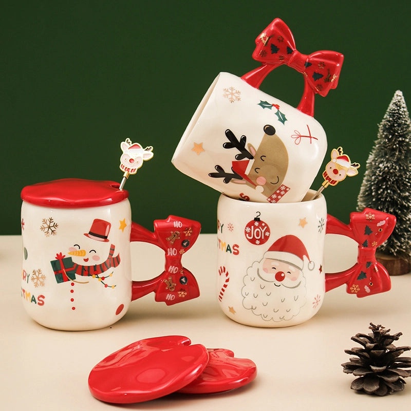 Cartoon White Porcelain Water Bottle for Christmas Casual Vacation | Drinkware & Water Bottles