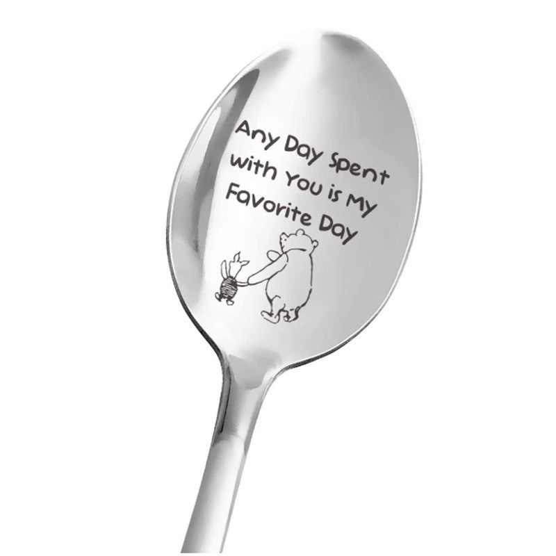 Trendy Engraved Stainless Steel Spoon|Kitchen Utensils & Dining Accessories