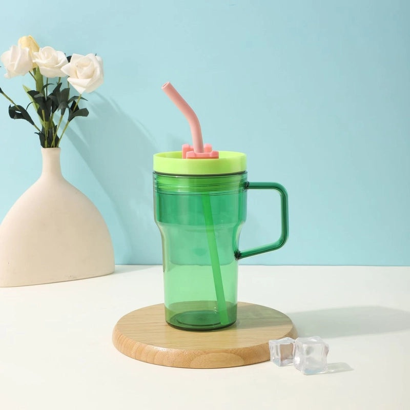 Portable Large Capacity Travel Water Cup with Handle and Straw | Drinkware