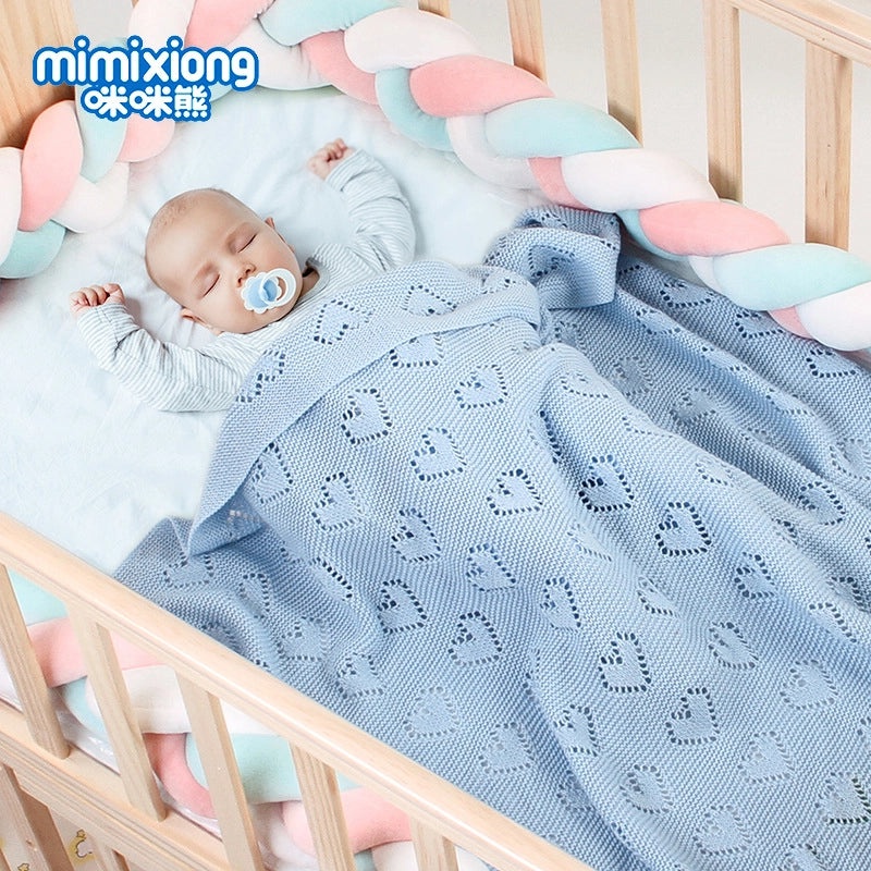 Knitted Heart Pattern Baby Blanket Hollow Windproof Cover Soft Cozy Wrap|Baby Blankets & Swaddles