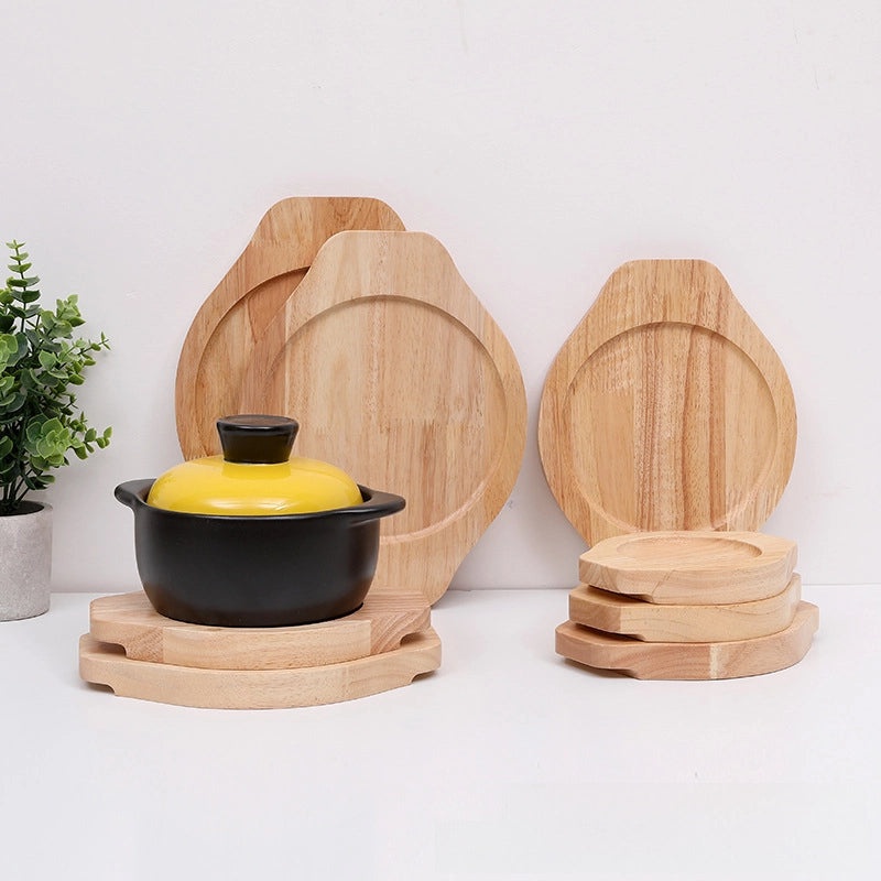 Oak Wood Heat-Resistant Insulation Mat for Casserole Stone Pot Rice Bowl Anti-Scald Solid Wood Tray|Kitchen Accessories