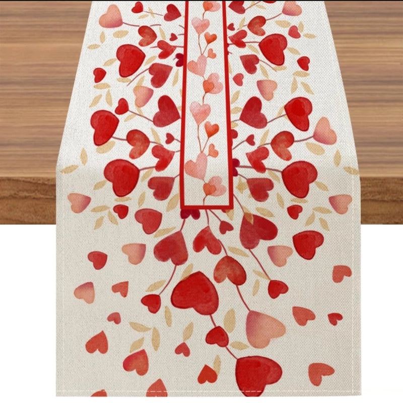 Valentine's Day Elegant Minimalist Heart Letter Polyester Tablecloth | Home Decor