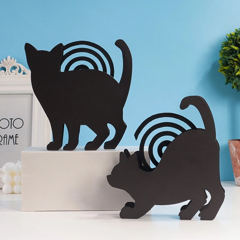 Modern Cat Shape Metal Mosquito Incense Holder | Home Decor & Incense Accessories