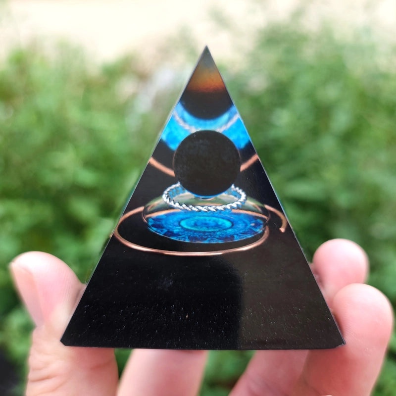 Pyramid Resin Crystal Ball with Decorative Pyramid Gravel | Home Decor & Accessories